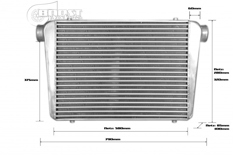 BOOST Fine&Tube Universal Racing Intercooler 600x450x100mm - 76mm