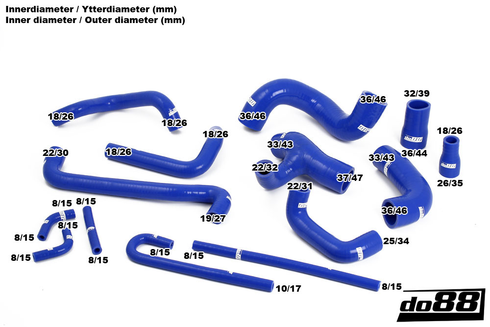 do88 coolant hose kit, BMW E30 M3 S14B23/5 1986-1992 - Blue