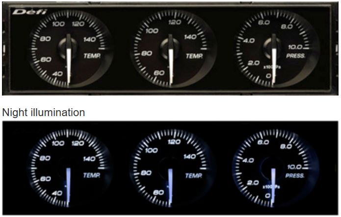 DEFI DIN Gauges - White Pointer-White marks