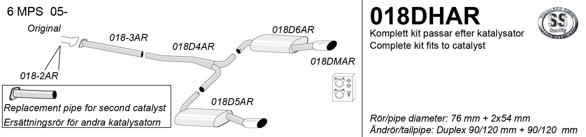 SIMONS Sportsystem 2*90/120 Mazda 6 MPS 2005-