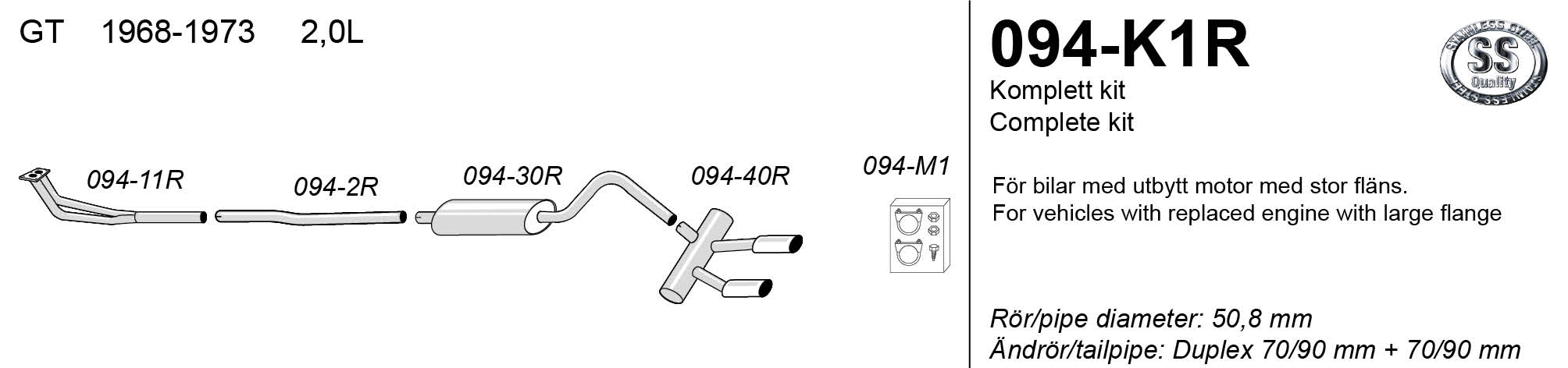 SIMONS Sportsystem  2*70/90 Opel GT 68-73 2.0