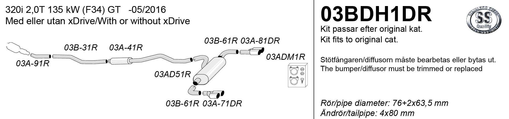 SIMONS Sportsystem 4*80 BMW F33 GT 320i -06.2015