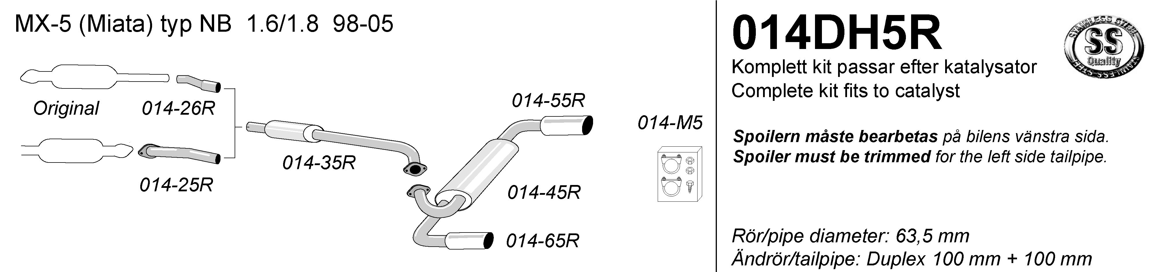 SIMONS Sport Exhaust System 2x100 MAZDA MX-5 NB 1998-2005