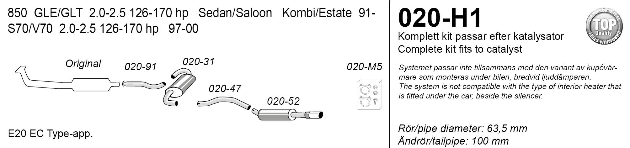 SIMONS Sportsystem    1*100 850/S70/V70 1997-2000