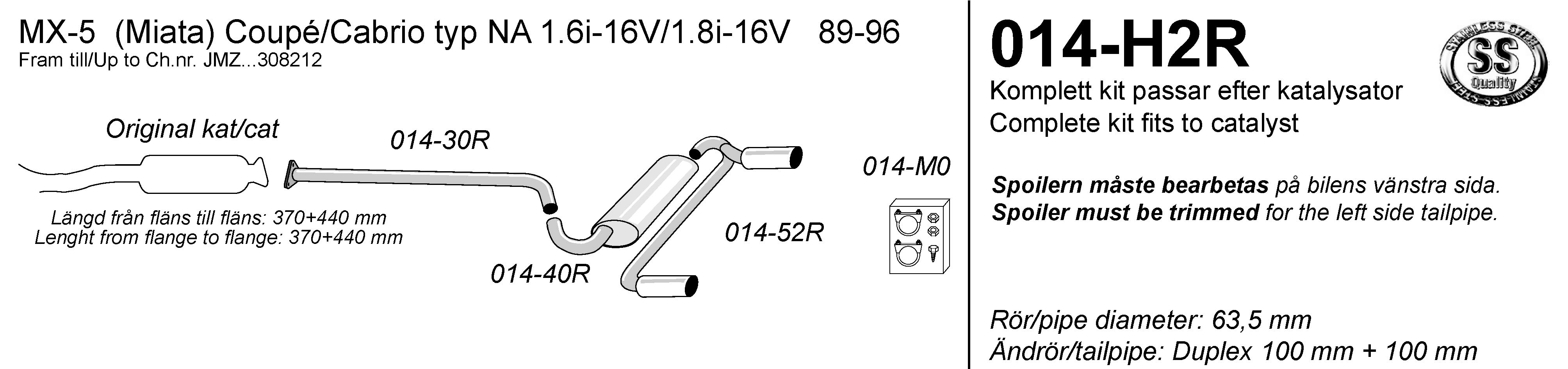 SIMONS Sport Exhaust System 2x100 MAZDA MX-5 NA 1989-1996