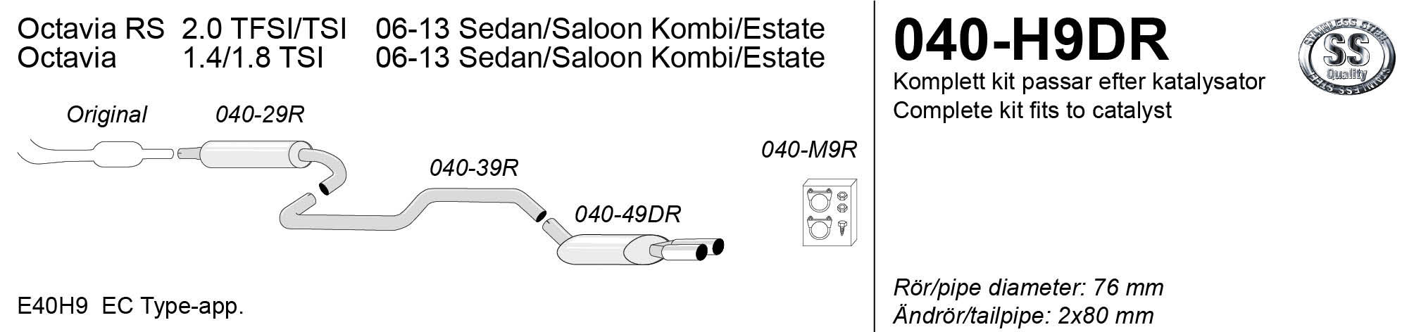 SIMONS Sportsystem     2*80 Octavia RS/Jetta 2006-2013