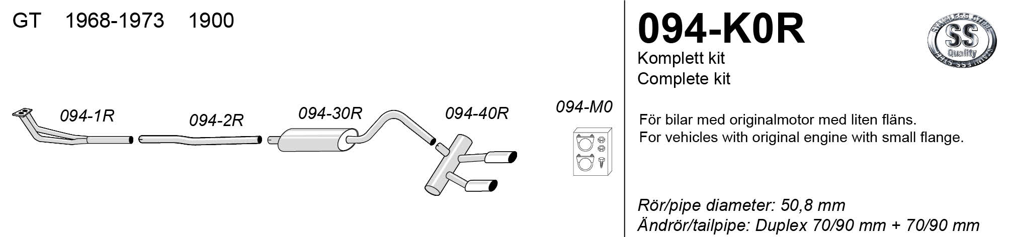 SIMONS Sportsystem  2*70/90 Opel GT 68-73 1900