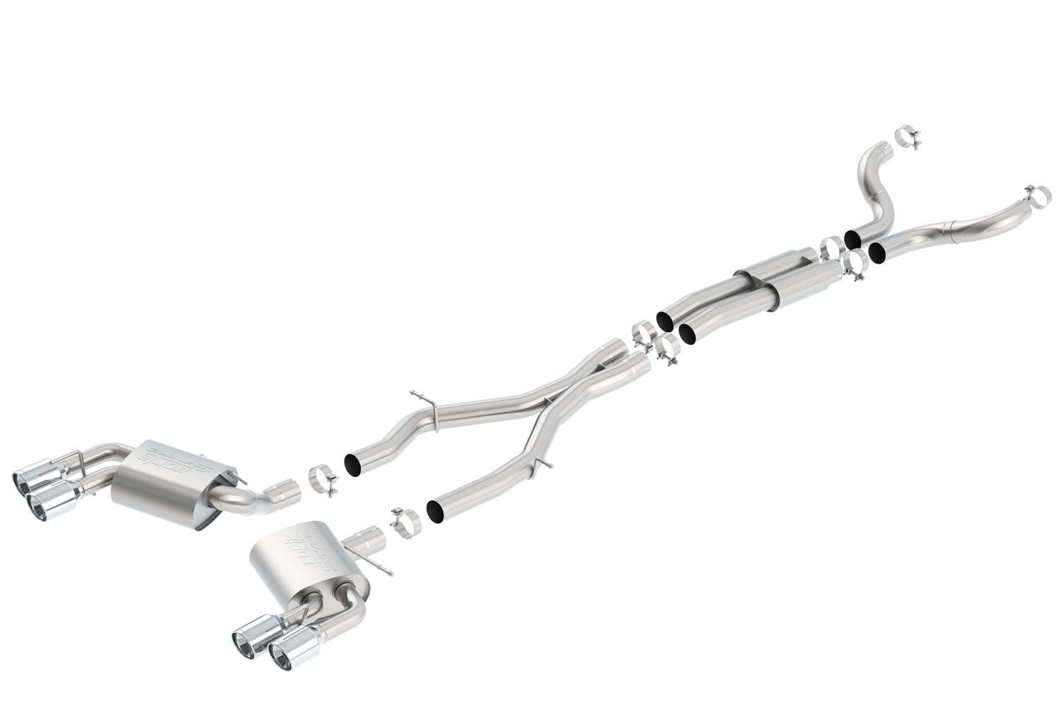 BORLA Kat. utáni rendszer "S-Type",  For use w/Long Tube Headers 3", 2.25" Chevrolet CAMARO V8 6.2L V8 AT/MT RWD 2 DR w/dual mode exhaust (NPP), w/o valves (16-17)