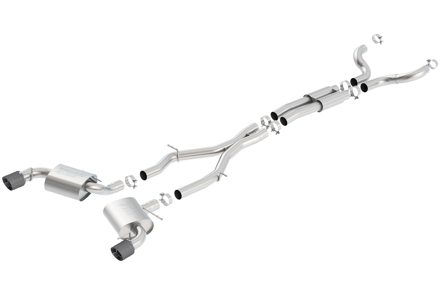 BORLA Kat. utáni rendszer "S-Type",  For use w/Long Tube Headers 3" Chevrolet CAMARO V8 6.2L V8 AT/MT RWD 2 DR w/o dual mode exhaust (non NPP) (16-18)