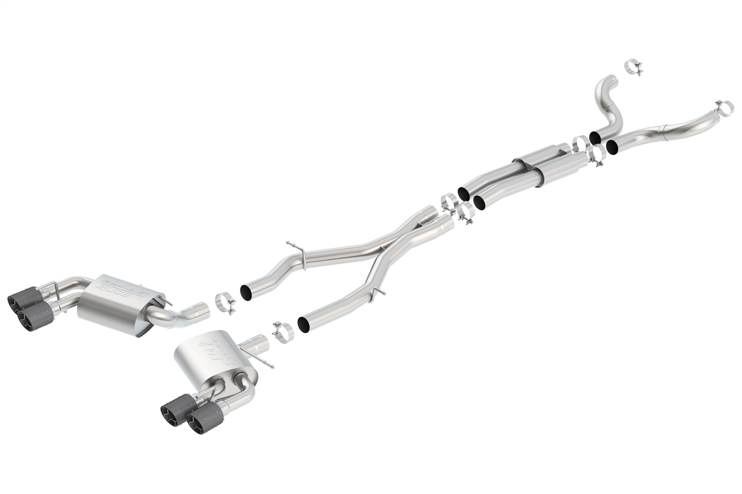 BORLA Kat. utáni rendszer "S-Type",  For use w/Long Tube Headers 3", 2.25" Chevrolet CAMARO V8 6.2L V8 AT/MT RWD 2 DR w/dual mode exhaust (NPP), w/o valves (16-18)