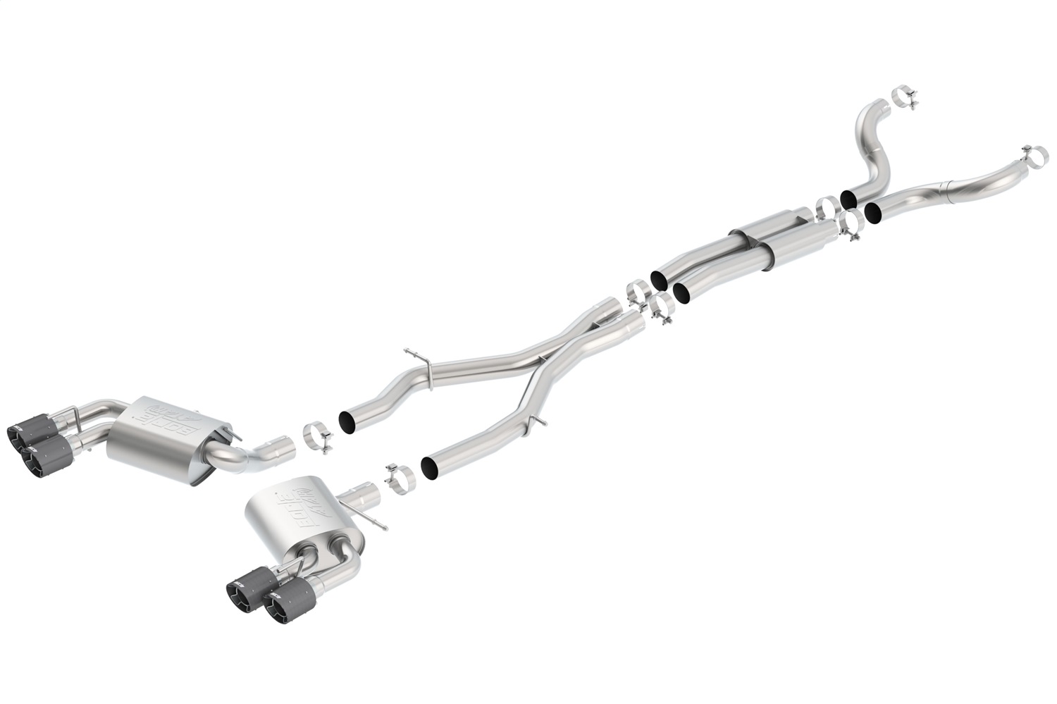 BORLA Cat-Back™ System "ATAK",  For use w/Long Tube Headers 3", 2.25" Chevrolet CAMARO V8 6.2L V8 AT/MT RWD 2 DR w/dual mode exhaust (NPP), w/o valves (16-18)