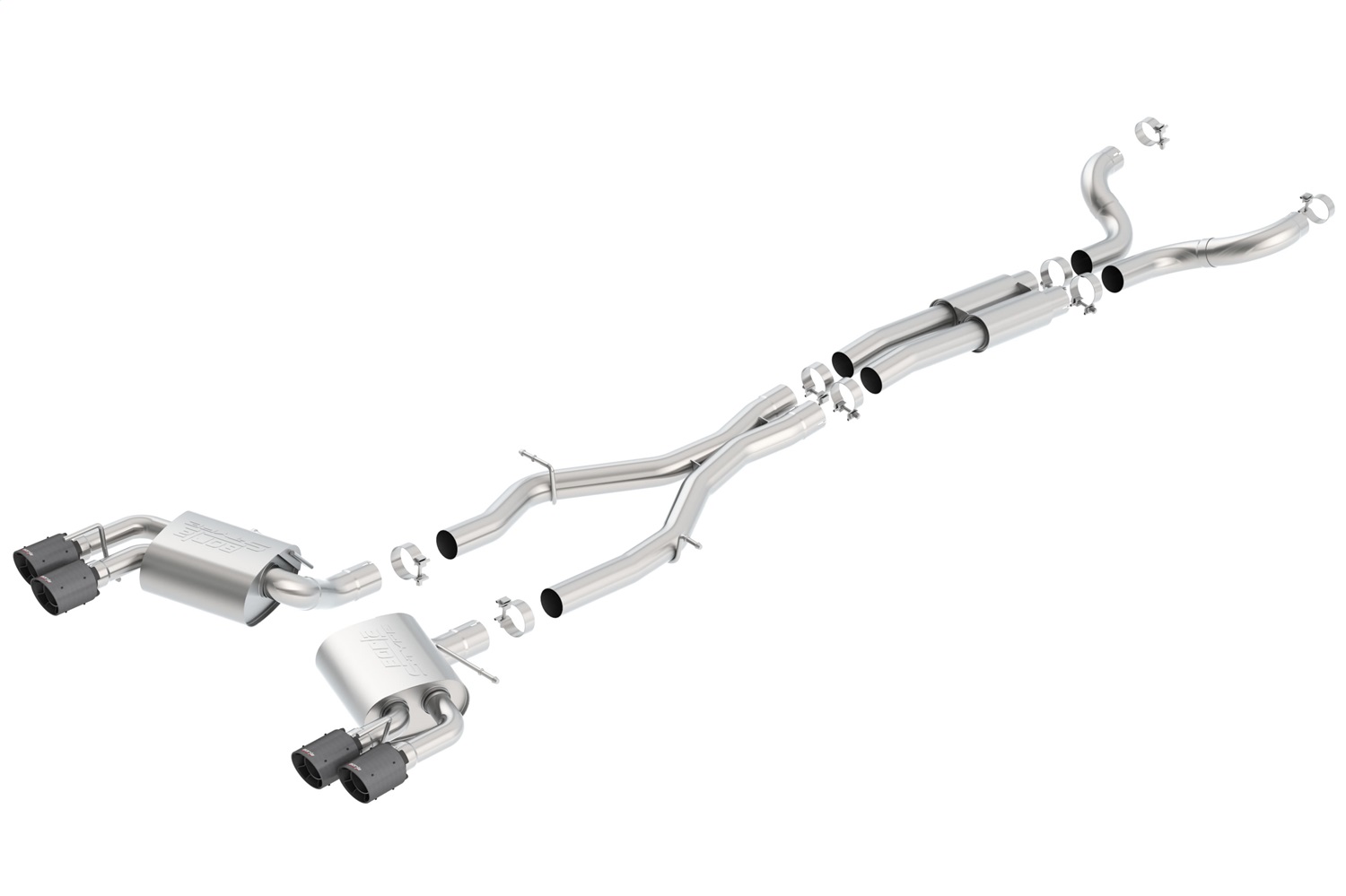 BORLA Cat-Back™ System "S-Type",  For use w/Long Tube Headers 3", 2.25" Chevrolet CAMARO V8 6.2L V8 AT/MT RWD 2 DR w/dual mode exhaust (NPP), w/o valves (16-18)