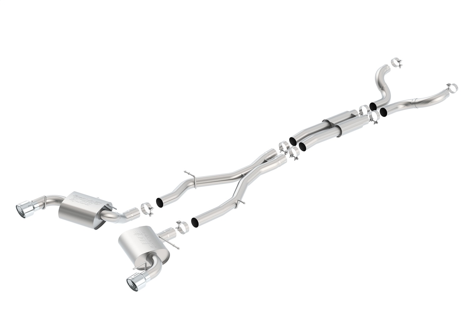 BORLA Kat. utáni rendszer "S-Type",  For use w/Long Tube Headers 3" Chevrolet CAMARO V8 6.2L V8 AT/MT RWD 2 DR w/o dual mode exhaust (non NPP) (16-18)