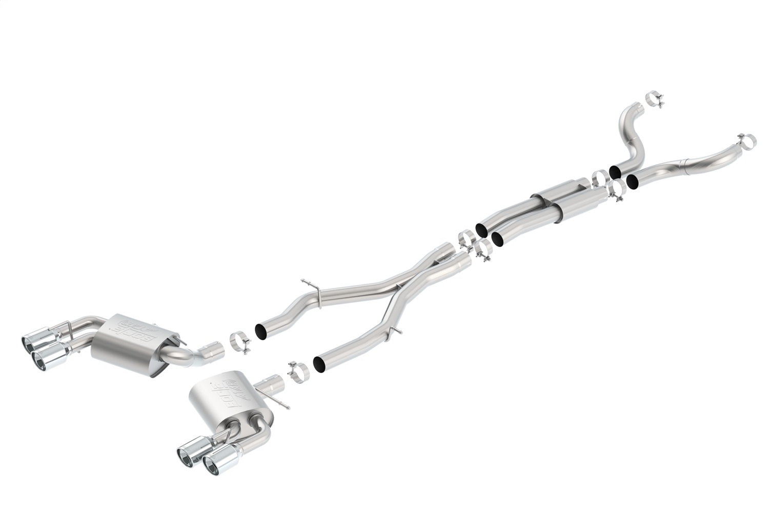 BORLA Cat-Back™ System "ATAK",  For use w/Long Tube Headers 3", 2.25" Chevrolet CAMARO V8 6.2L V8 AT/MT RWD 2 DR w/dual mode exhaust (NPP), w/o valves (16-18)