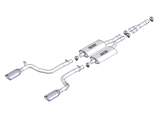 BORLA Cat-Back™ System "S-Type" 2.25", 2.25" Chrysler 300C 3.0L CRD V6 RWD/AWD AT 4DR (05-09)