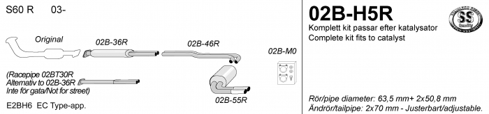 SIMONS Sport Cat Back Exhaust System VOLVO V70R / S60R 2003-tól