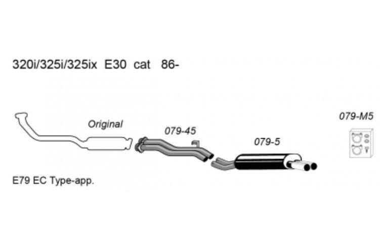 SIMONS katalizátor utáni sport kipufogó BMW E30 320 325 1982-1992