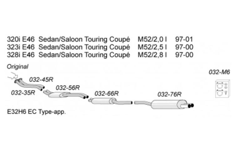 SIMONS katalizátor utáni sport kipufogó BMW E46 320 323 328 1997-2001