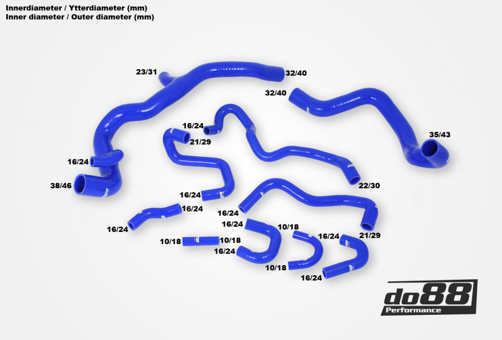do88 coolant hose kit VOLVO S60/V60/V70/XC70/S80 T4 T5 2.5FT AUTOMATIC 07-16 - Black
