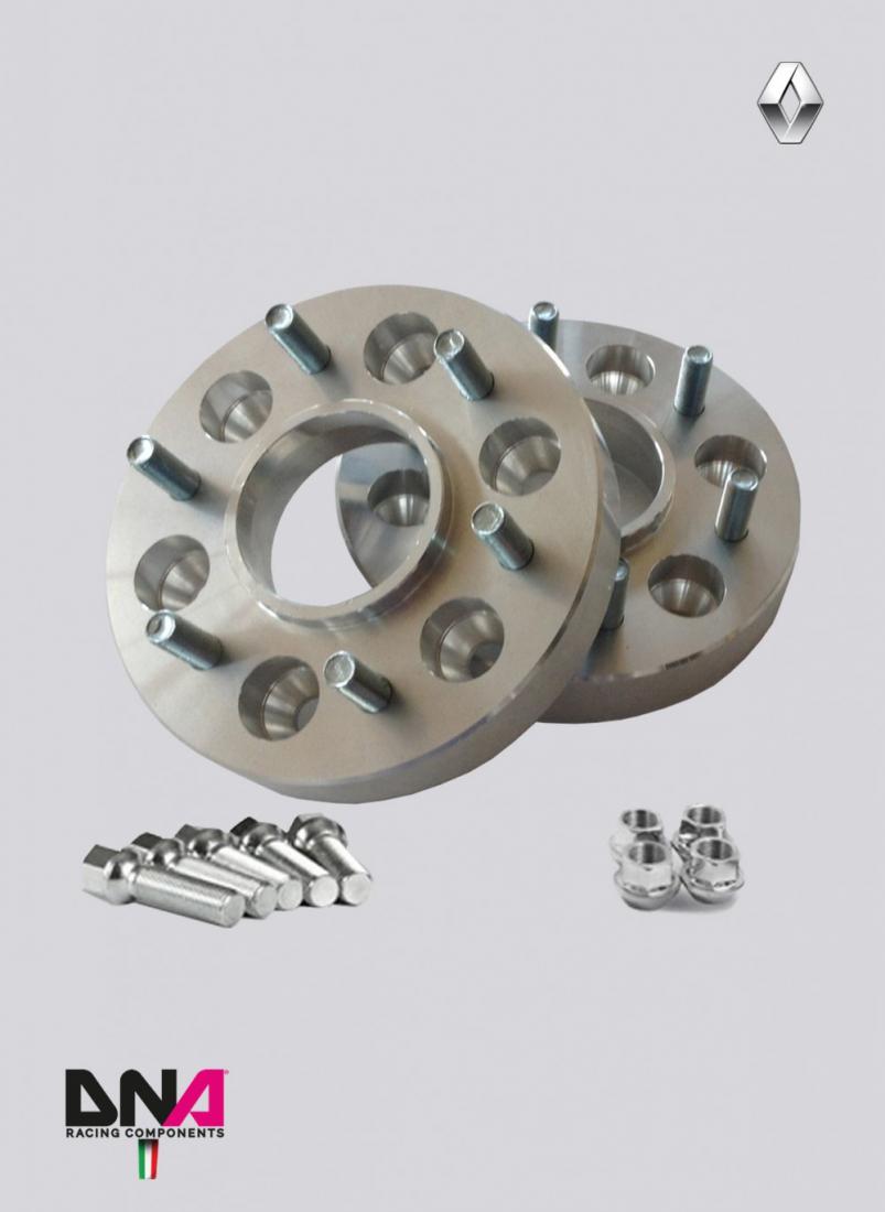 RENAULT CLIO 4 AND RS WHEEL SPACERS (PAIR) 28mm WITH DOUBLE HOLES PATTERNS + BOLTS AND NUTS KIT