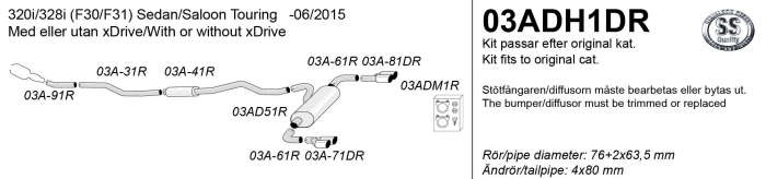 SIMONS Sportsystem 4*80 BMW F30-ser 20i/28i - 06.2015