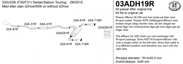 SIMONS Sportsystem 2*90 BMW F30-ser 20i/28i -06.2015