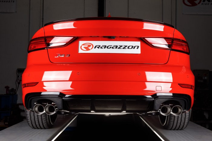 Ragazzon rozsdamentes közép és hátsó kipufogó kétoldali dupla karbon véggel AUDI RS3 2.5TFSI