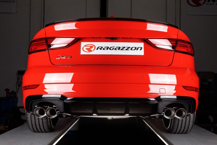 Ragazzon central and rear silencers black oval tail pipe AUDI RS3 2.5TFSI