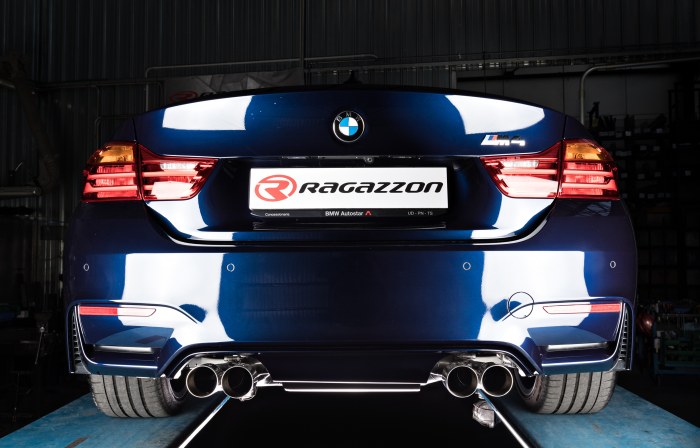 Ragazzon central and rear silencers round Race Line tail pipe BMW M3 M4 (F80 F82) 3.0 (317kW)