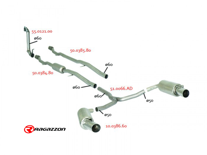 Ragazzon rozsdamentes hátsó kipufogó Sport Line véggel MINI R55 Clubman JCW 1.6 (155kW)