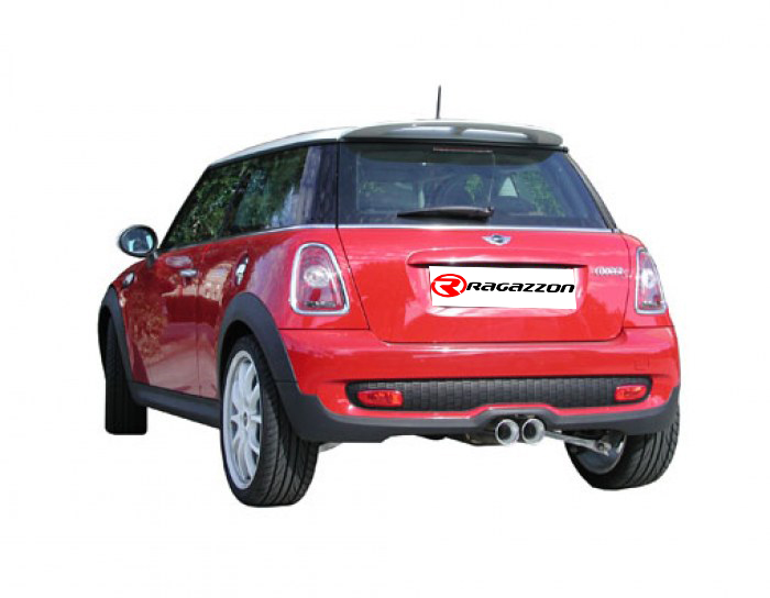 Ragazzon rear silencer with round Carbon tail pipes MINI R56 Cooper S 1.6 Turbo (128kW)