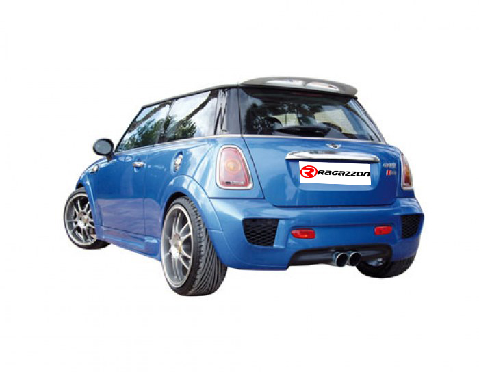 Ragazzon rear silencer with round Carbon tail pipes MINI R56 Cooper S 1.6 Turbo (128kW)