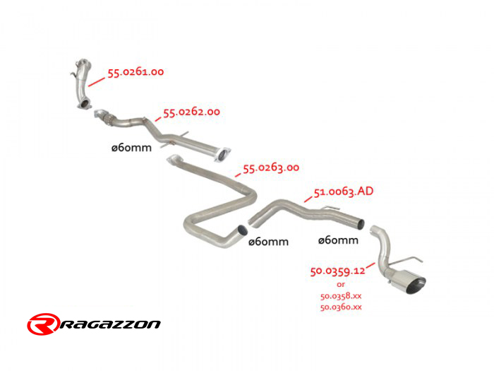 Ragazzon 2. Catalyst with cat replacement pipe OPEL Astra J GTC 1.6 Turbo (132kW)
