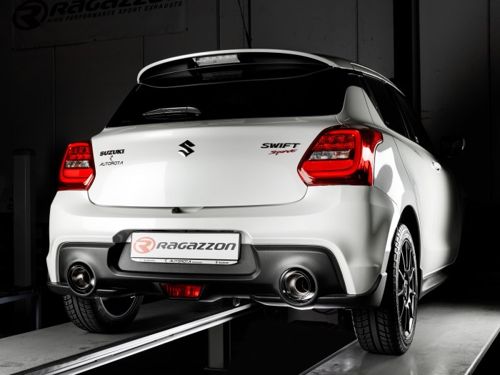 Ragazzon rear silencer with round Carbon tail pipes 118mm SUZUKI Swift 1.4 Boosterjet (103kW)