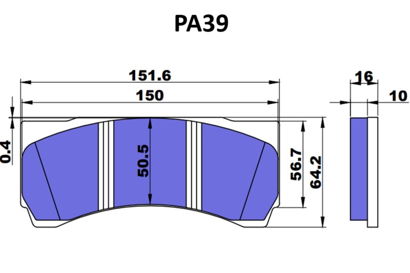 D2 Racing PA39 330 356 mm STREET Brake Pad Kit for 6-pot Hollow Calipers