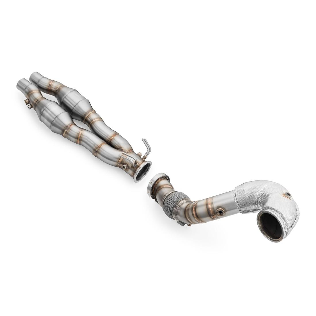 RM Motors downpipe AUDI RS3 8Y 2.5 TFSI with heat shield and catalytic converter