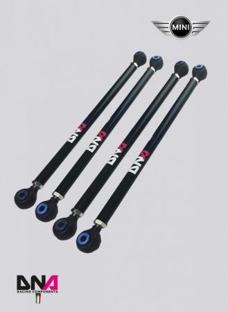 MINI (R50 R52 R53 R55 R56 R57) REAR ADJUSTABLE CAMBER & TOE SUSPENSION TIE RODS KIT (4 PC) MINI (R50 R52 R53 R55 R56 R57) REAR ADJUSTABLE CAMBER & TOE SUSPENSION TIE RODS KIT (4 PC)